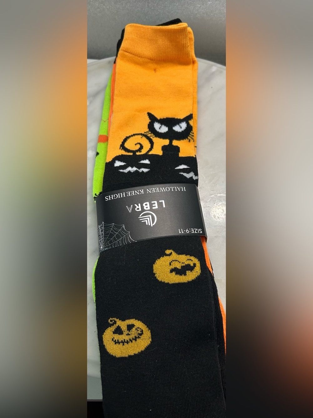 NWT LEBRA 3PAIRS KNEE HIGH HALLOWEEN SOCKS 9-11
